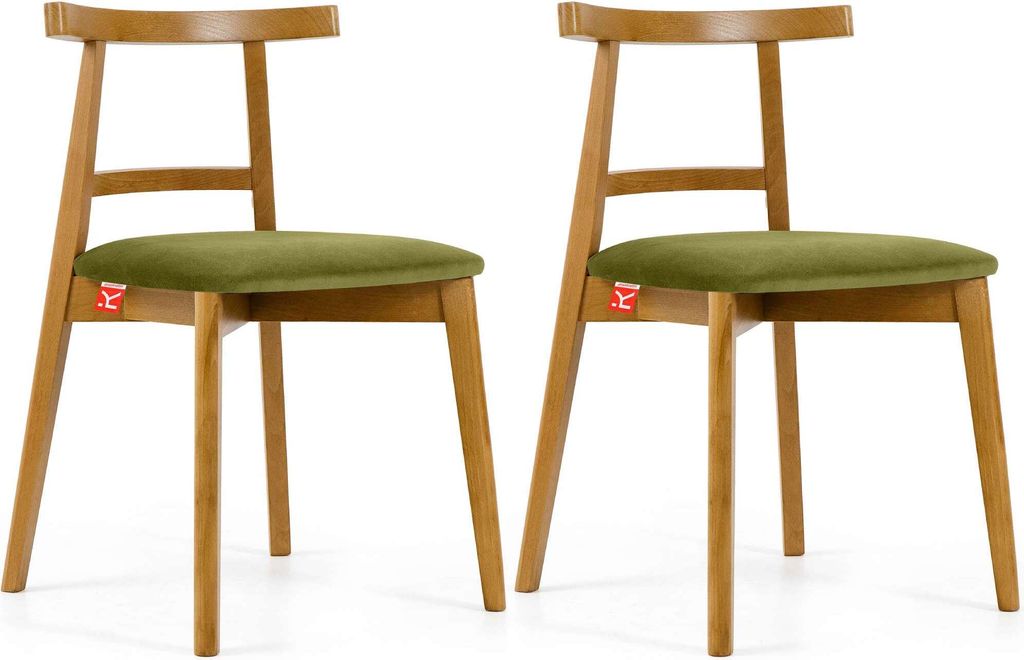 KONSIMO Esstischstühle 2 St "LILIO", Oliv, Buchenholz, Vintage, 47x76,5x45cm