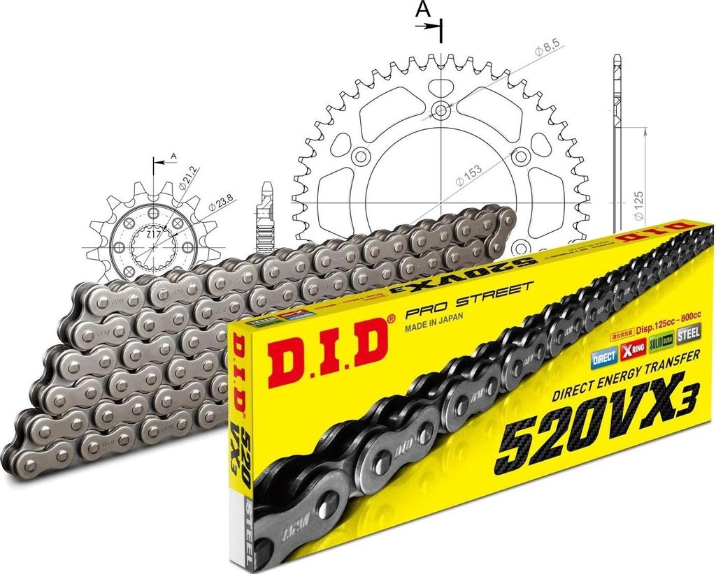 Kit Alu (rot) HM CRE250 Enduro 03-03/CRE450 F E... 13-47-112 DID520VX3 Clip