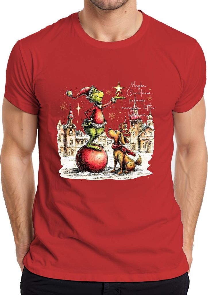 Maybe Christmas perhaps means a little bit more Grinch Geschenk Herren T-Shirt, Rot, 3XL