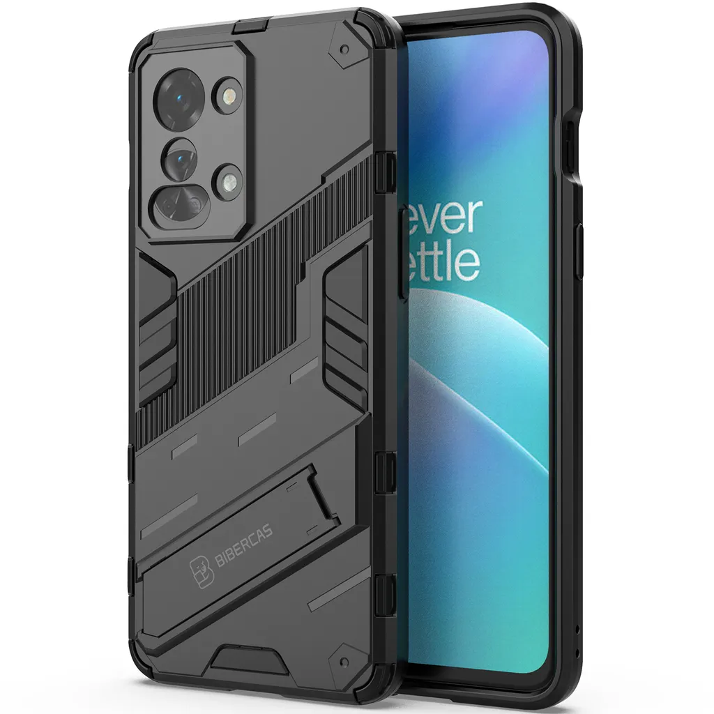 EASSGU Custodia OnePlus Nord 2T Con Cavalletto – Cover Antiurto In Silicone E PC, Colore Argento - 2