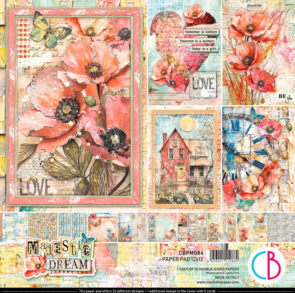 Ciao Bella Majestic Dream Scrapbook Blätter 30 x 30 cm Bastelbedarf Kreativpapier
