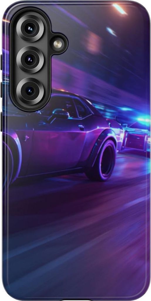 Rasante Verfolgungsjagd bei Nacht – Hülle Kompatibel mit Samsung Galaxy S25 Plus
