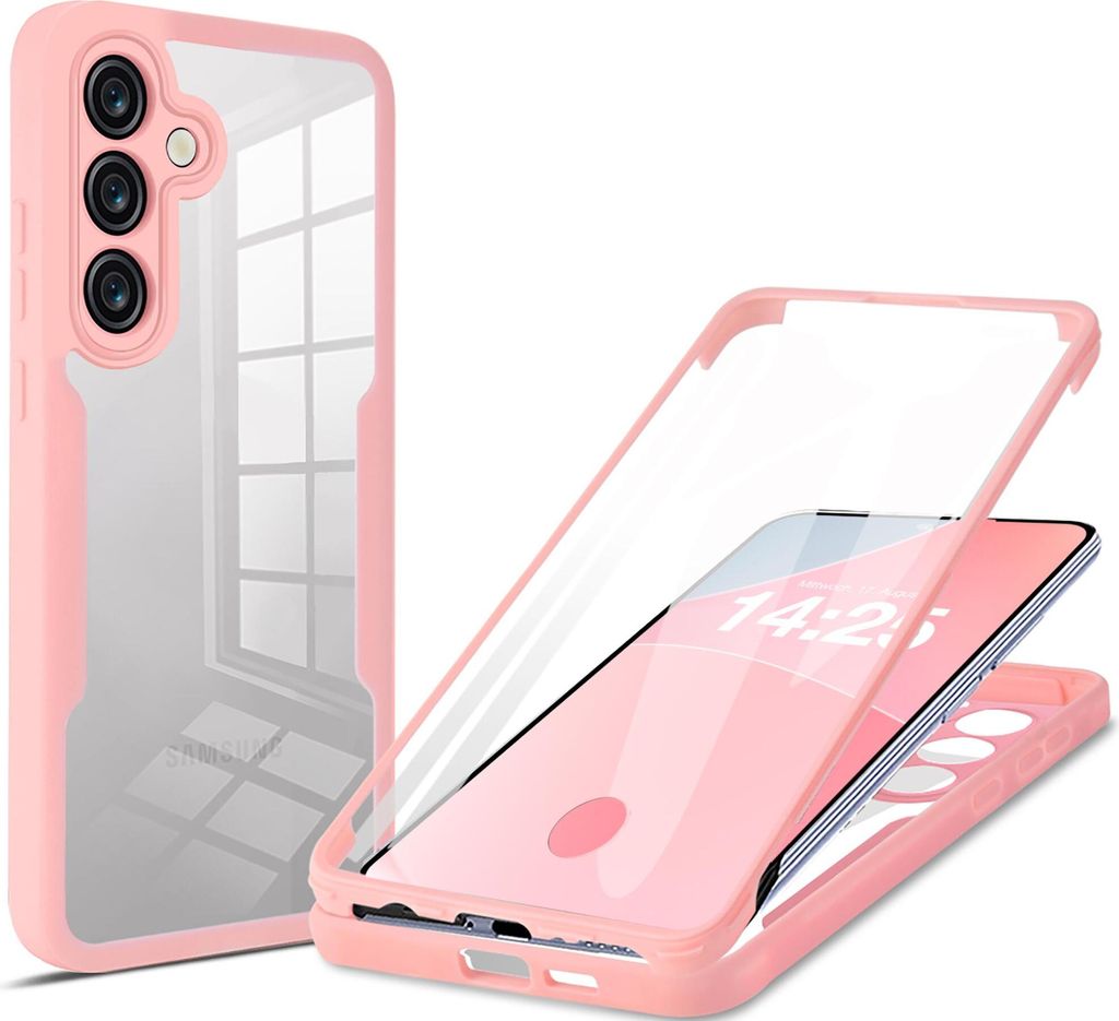 360 Grad Rundum Schutz Handyhülle für Samsung Galaxy S25 Full Cover Vollschutz Case Farbe: Rose