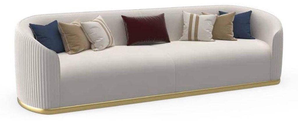 Sofa 3 Sitzer Polster Couch Modern Stil LuxusTextil weiß Sofa
