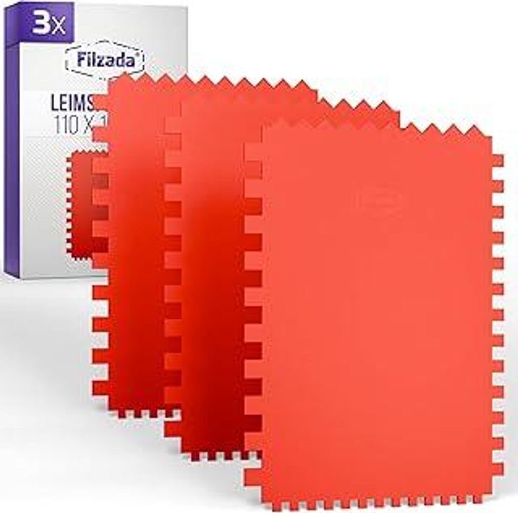 Filzada3x Zahnspachtel Kunststoff - Leimspachtel gezahnt - verschiedene Anwendungen: Fliesenspachtel - Effektspachtel - Strukturspachtel - Leimauft...