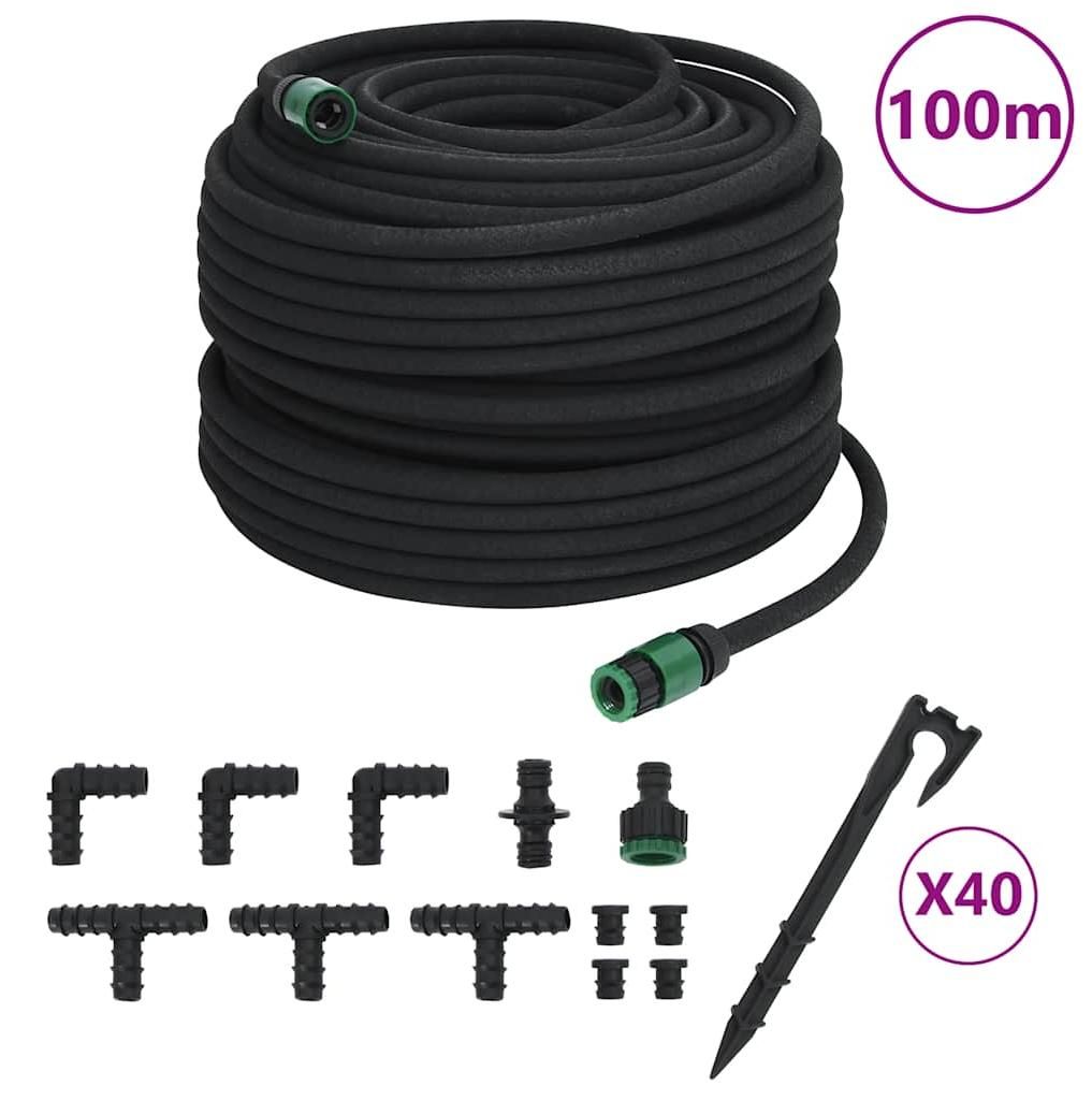 vidaXL Tropfschlauch Schwarz 0,6" 100 m Gummi Produktbild 