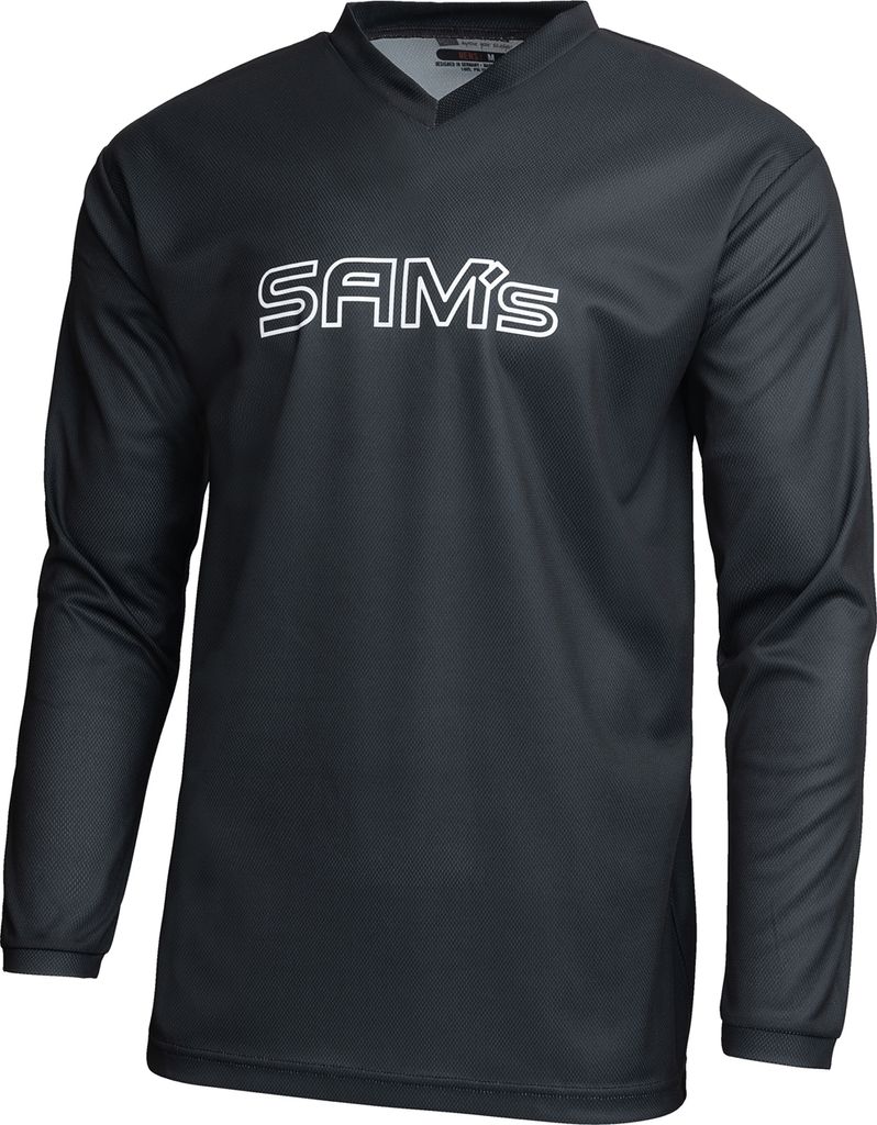 SAM's Herren Motocross-Shirt MX Jersey Langarm, Atmungsaktiv Dirt Enduro MTB Mountainbike Trikot, Schwarz / LogoBig Weiß, 3XL