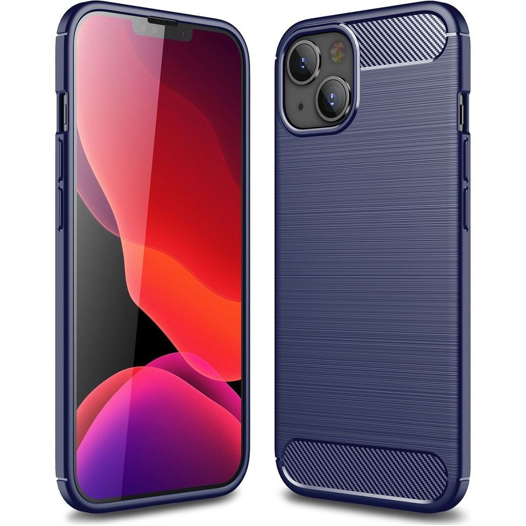 Mobigear Brushed Slim iPhone 14 Hülle Flexibles TPU Backcover - Blau