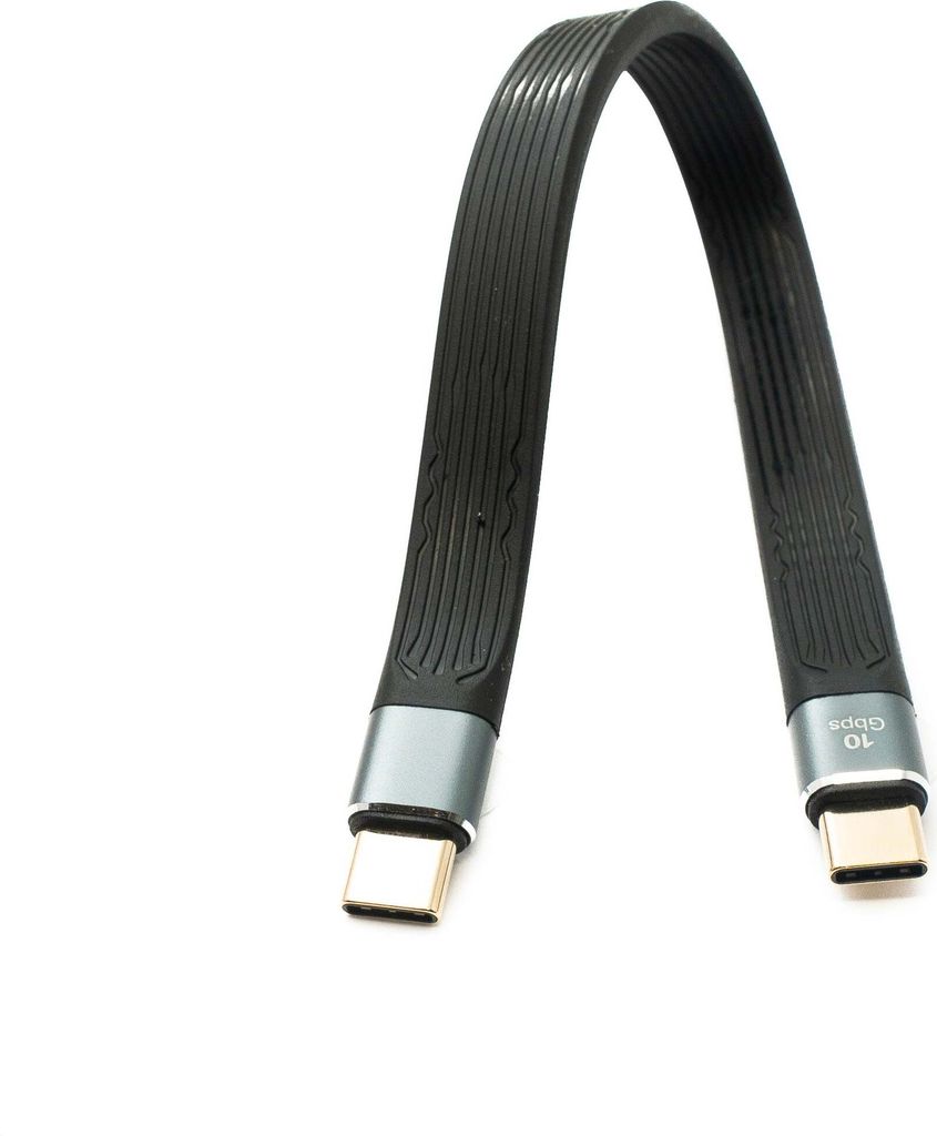 SYSTEM-S USB 3.1 Gen 2 Kabel 20 cm Typ C Stecker zu Stecker Flachkabel 10 Gbit/s 100W