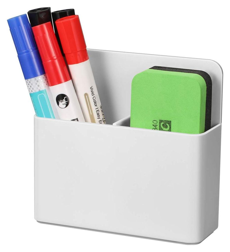 Magnetischer Stifthalter, Halterung für Whiteboard-Marker, Magnettafeln, Kühlschränke, Spinde und Metalloberflächen, weiß