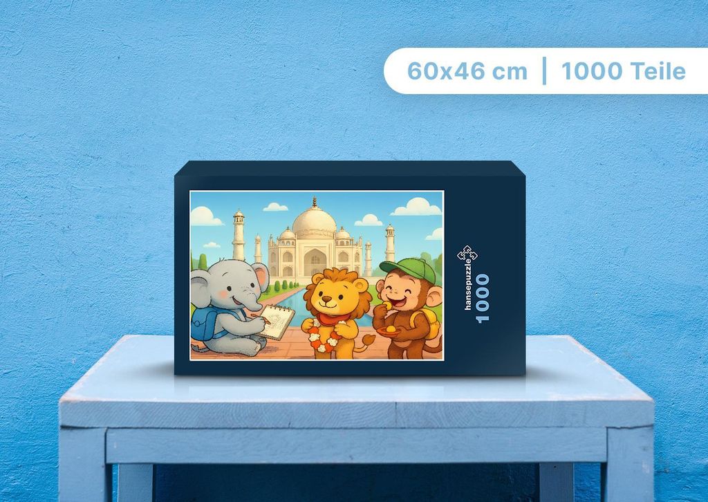 hansepuzzle 111001 - Raffi, Buschi und Milo Puzzle, 1000 Teile, Kinder, 60,0 x 46,0cm mit hochwertiger Aufbewahrung, Kartonbox & Beutel