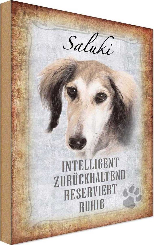 vianmo Holzschild 18x12 cm Saluki Hund ruhig Tier Haustier