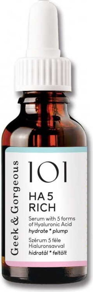 Geek & Gorgeous HA 5 Rich Hyaluron Serum for Face with 5 Types of Hyaluronic Acid Moisturizing and Firming for Normal and Dry Skin 30ml