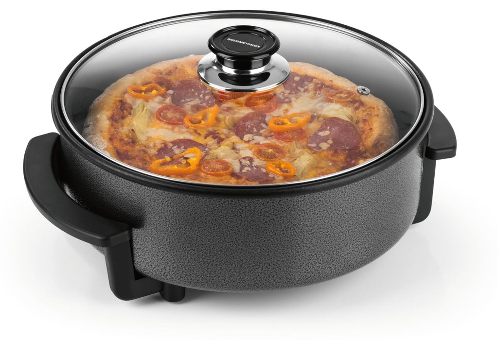 GOURMETmaxx elektrische pizzapann met thermostaat en glazen Productafbeelding 