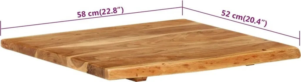Plateau de lavabo bois acacia massif durable et résistant 58x52x2,5 cm - 6