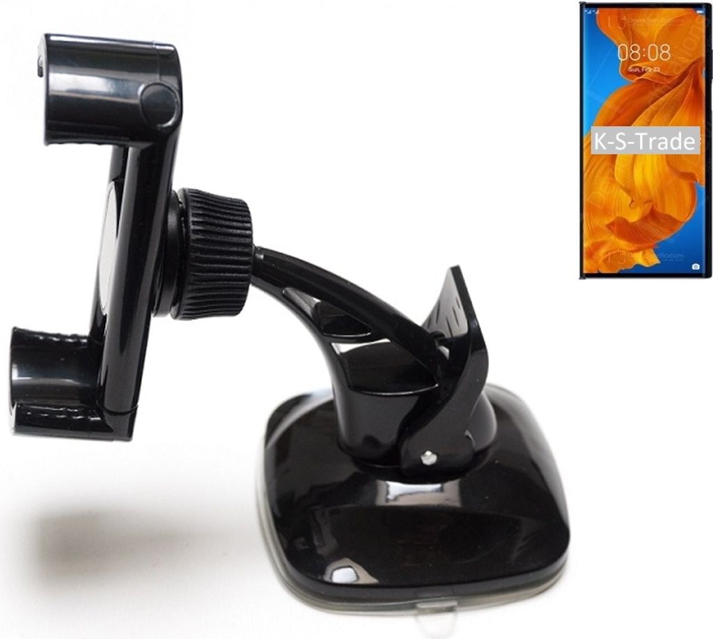 K-S-Trade kompakte Handy-Halterung Windschutzscheibe kompatibel mit Huawei Mate Xs Armaturenbrett schwarz Autohalterung KFZ Halter Scheiben-Halterung