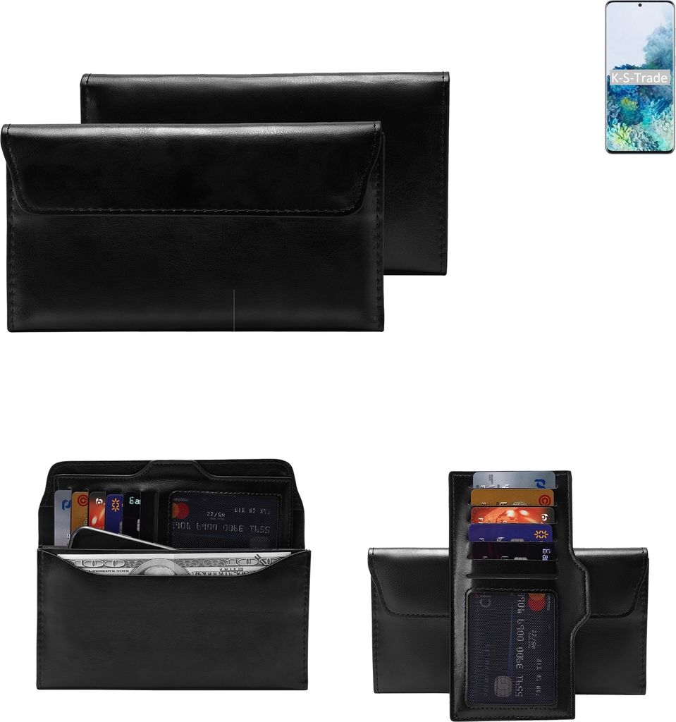 K-S-Trade Handy Hülle kompatibel mit Samsung Galaxy S20+ Exynos Schutz Hülle Tasche Schutz Case Handytasche Kunstleder schwarz, 1x