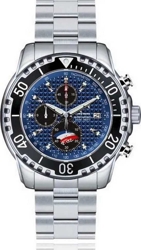 Montre Chris Benz Homme CB-SC200-MB Marine en Acier Inoxydable Argenté