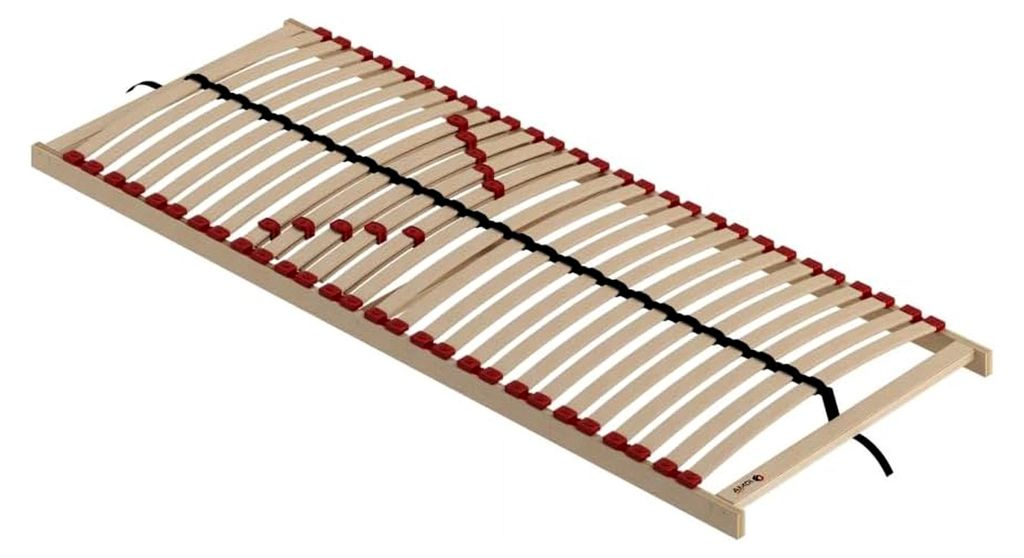 Joma Bettgestell LUX+, Birkenholz 70x200 cm, 28 elastische Leisten, einstellbare Härte, Höhe 7 cm, belastbar bis 200 kg