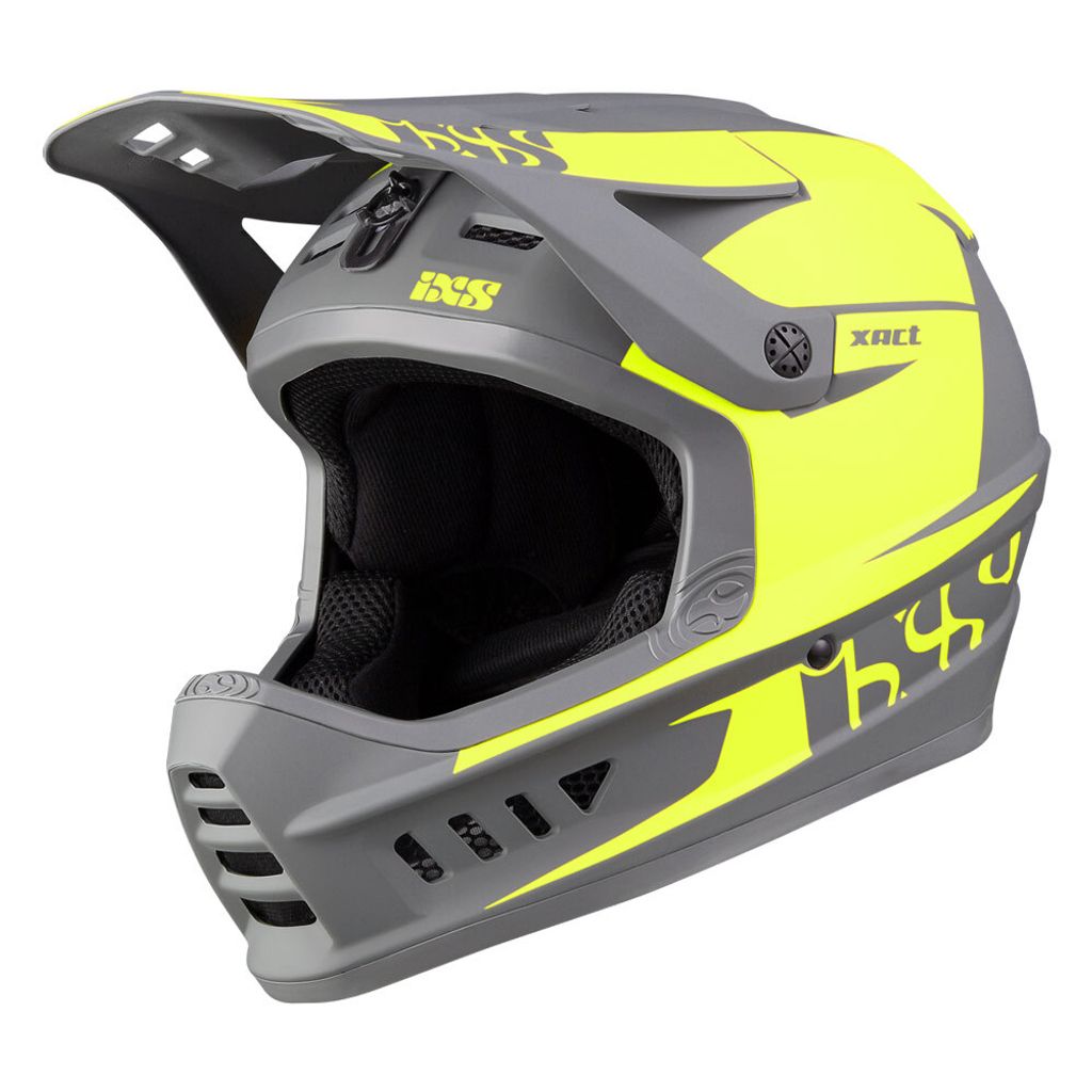 iXS XACT Evo Fullface MTB-Helm Lime Graphite, Größe L/XL 60-62 cm, ABS-Helmschale, Vortex-Belüftung, EPR-Notfallpolster, EN1078/CPSC-