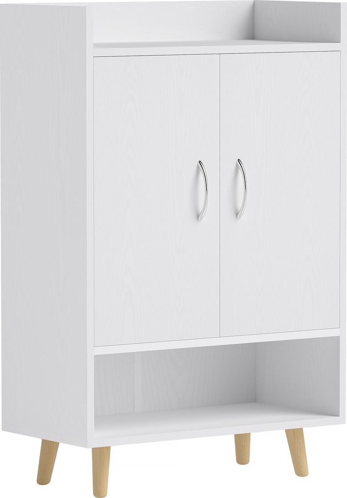Schuhschrank Schuhregal aus Massivholz mit Türen Regalen für 12 Schuhe Schuhkommode Schuhablagen für Flur Diele