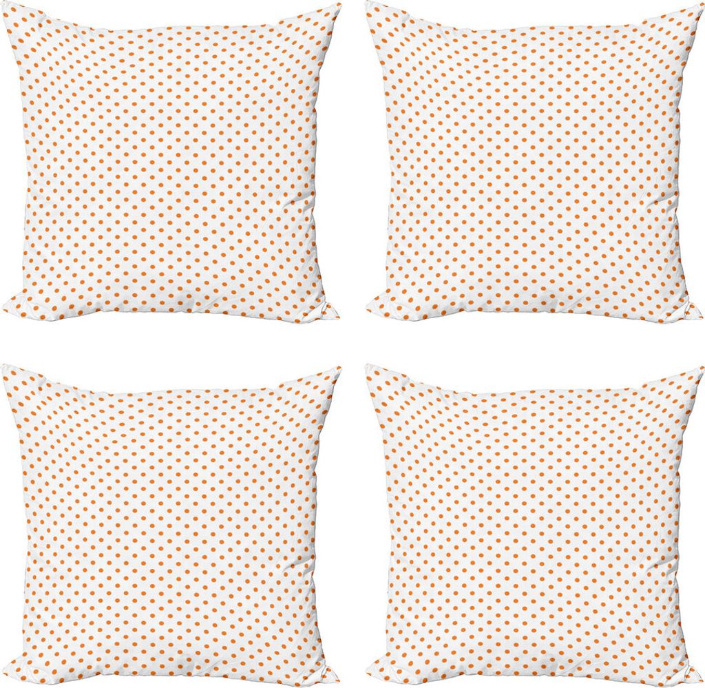 ABAKUHAUS Orange Kissenbezug Set (4 Stück), Spotted Fliesen-Muster, Moderner Doppelseitiger Digitaldruck, 45 cm x 45 cm, Orange Weiss