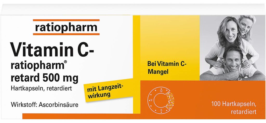 Vitamin C-ratiopharm retard 500 mg Kapseln, 100 St. Kapseln Produktbild 