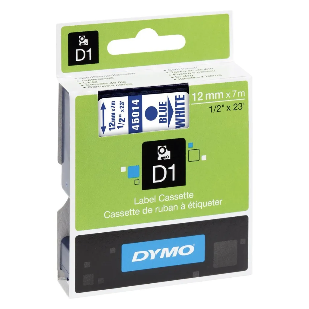DYMO D1 Standard - Blue on White - 12mm nastro per etichettatrice - 4