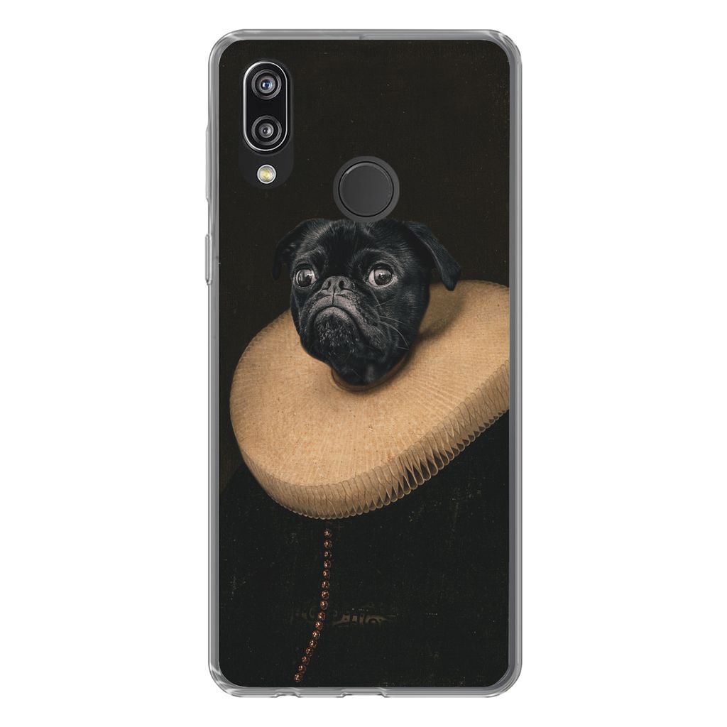 MuchoWow Handyhülle Schutzhülle Hülle für Huawei P20 Lite (2020) Hund - Halsband - Kunst Silikon Softcase Handy Hülle - Kartenhalter