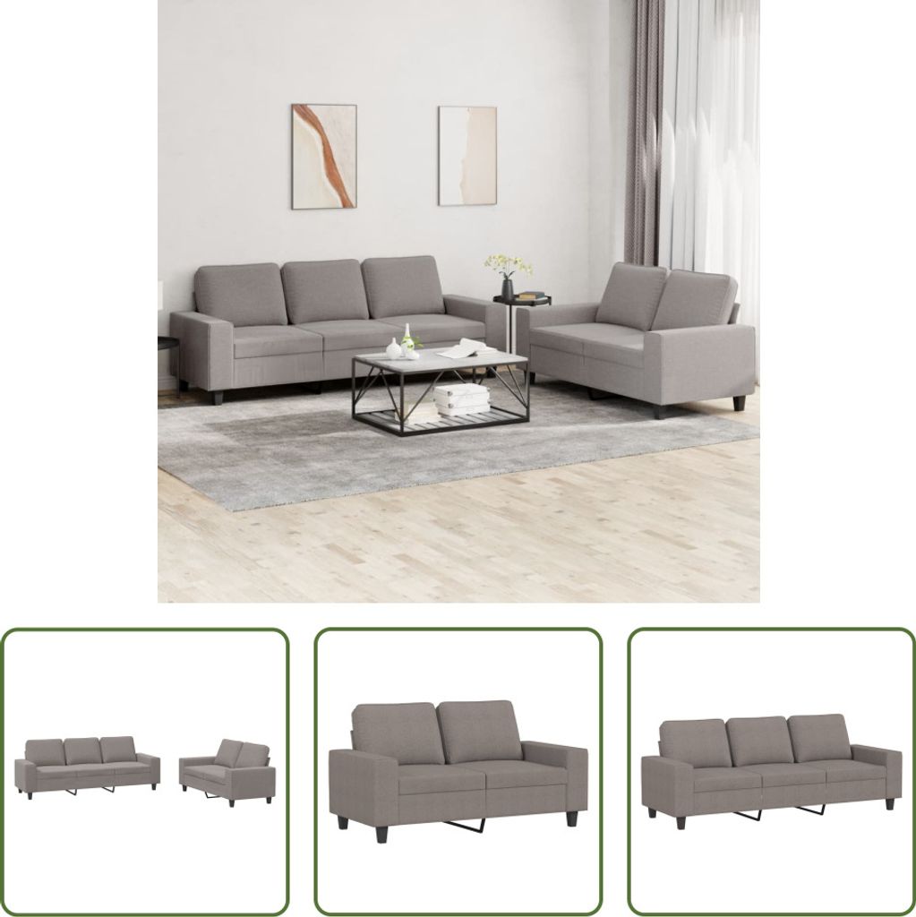 The Living Store 2-tlg. Sofagarnitur Taupe Stoff