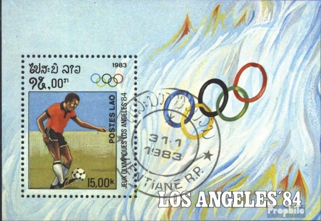 Briefmarken Laos 1983 Mi Block92 (kompl.Ausg.) gestempelt Olympische Sommerspiele 1984,Los Angeles