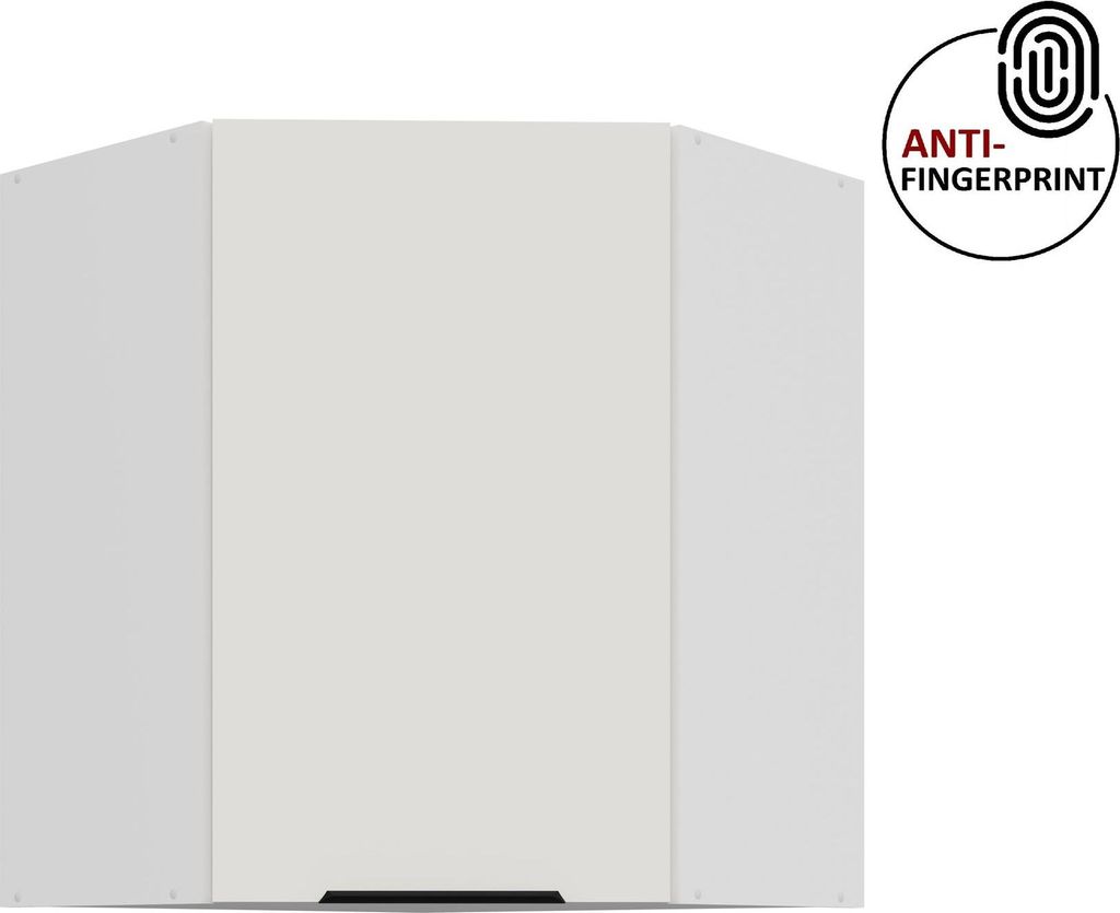 Küchen Eckhängeschrank 60x60 cm Küche ARIA Weiss ultra matt + Weiss matt, hochwertige Fronten mit Anti Fingerprint Beschichtung Küchenzeile Kü...