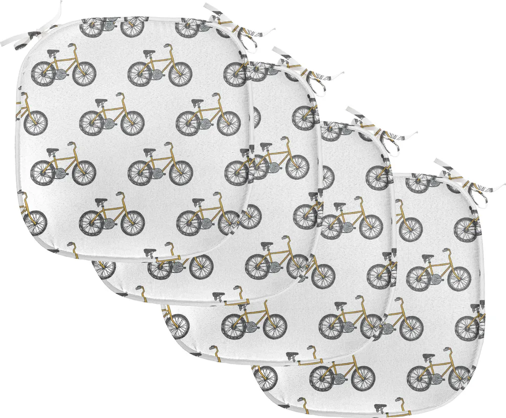 Coussin de Siège Imperméable avec Attaches 40x40 cm Design Vélo Jaune