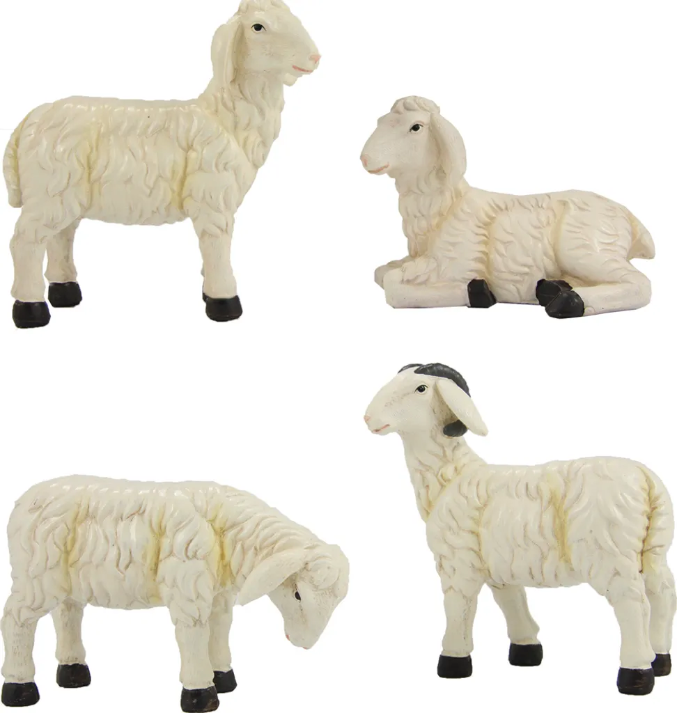 GREGGE PRESEPE FADEDA 15 CM: 4 PECORE E ARIETE DIPINTI A MANO