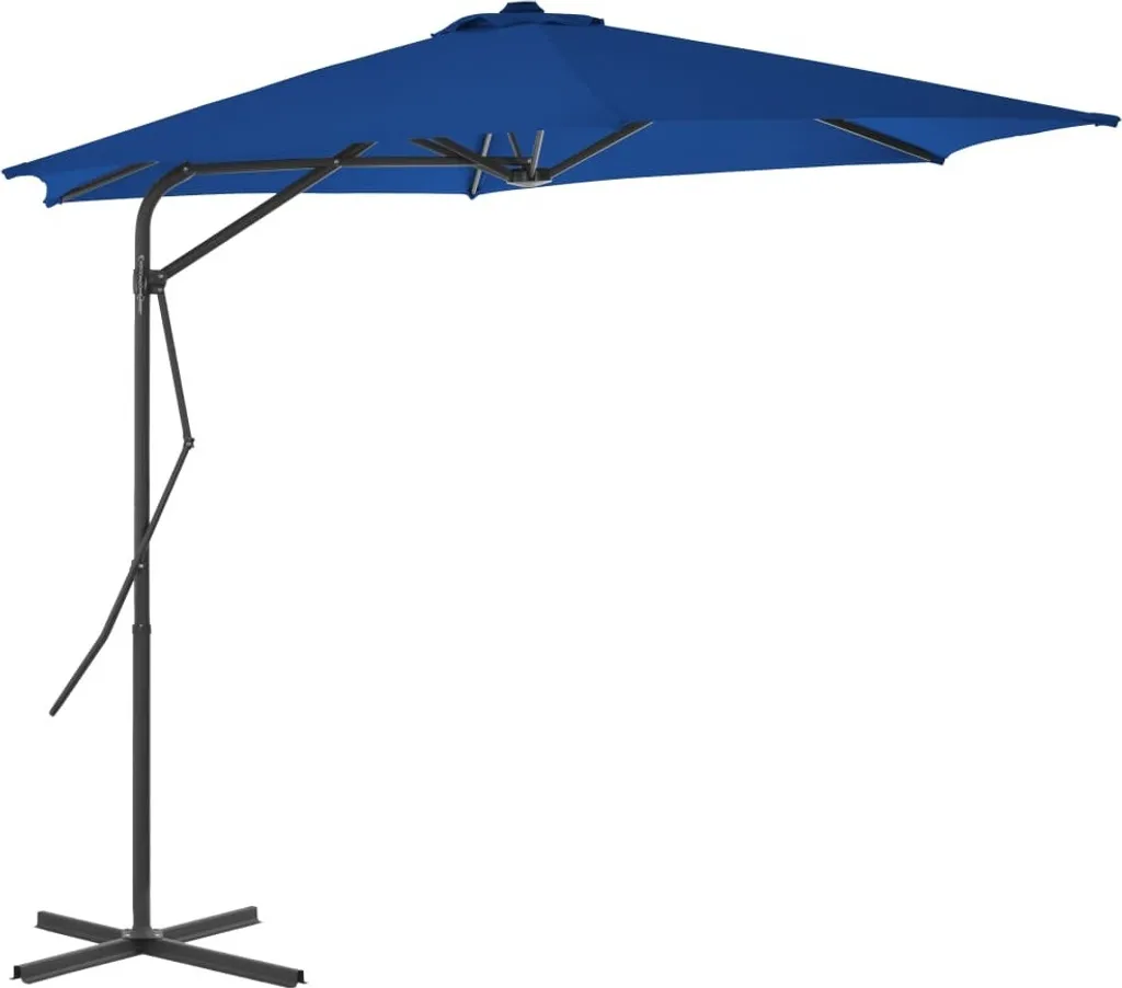 Parasol 300x230 cm bleu mât acier : fini l'ombre trop petite
