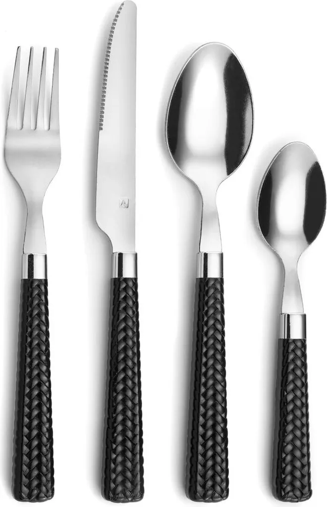 Couverts de Table Amefa Paille 24 Pièces Bicolores Idéal Repas de Fête 25cm
