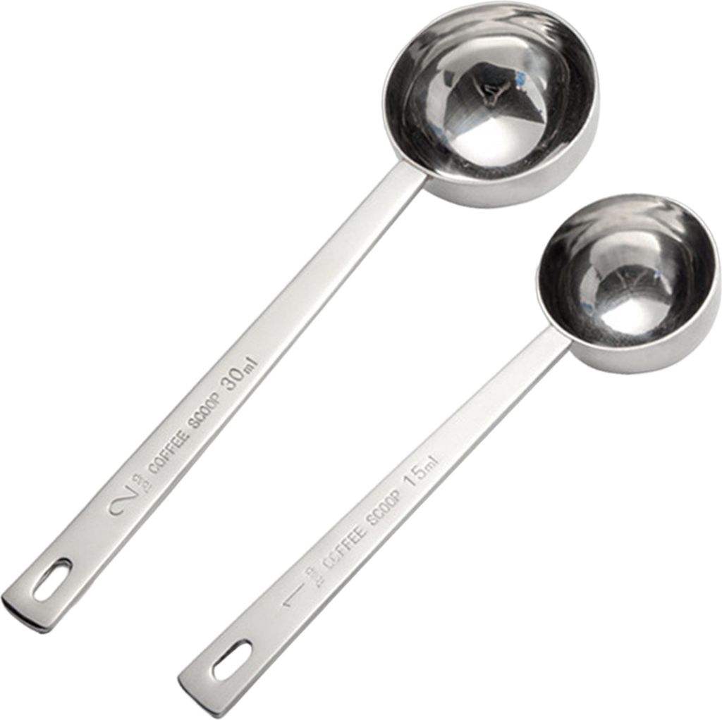 1/2-teiliger Kaffeemesslöffel, Esslöffel aus Edelstahl, 15/30 ml, Kaffeelöffel mit langem Griff für gemahlenen Kaffee, losen Tee, multifunktion...