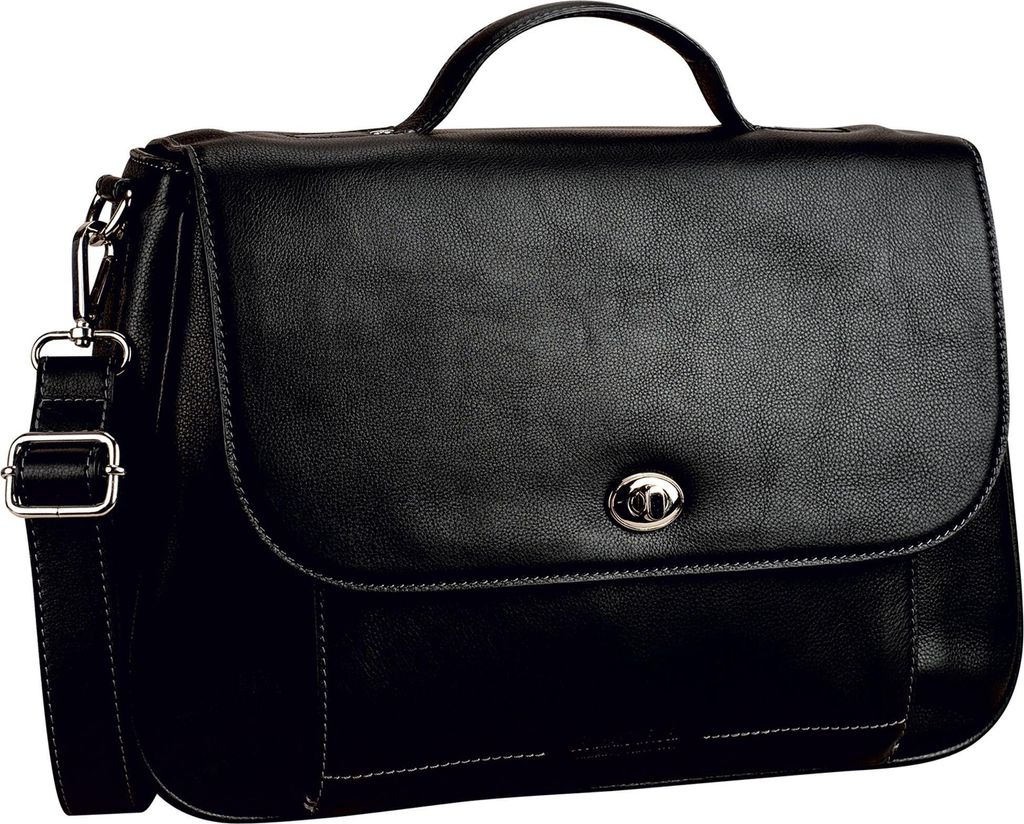 LEONHARD HEYDEN Leder Aktentasche Laptoptasche mit Laptopfach Nizza Business Bag Black schwarz