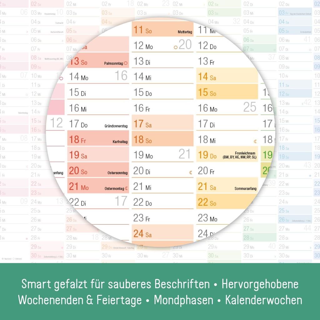 Wandkalender 2025 / A2 / Rainbow / mit Extra A3 + Produktbild 3
