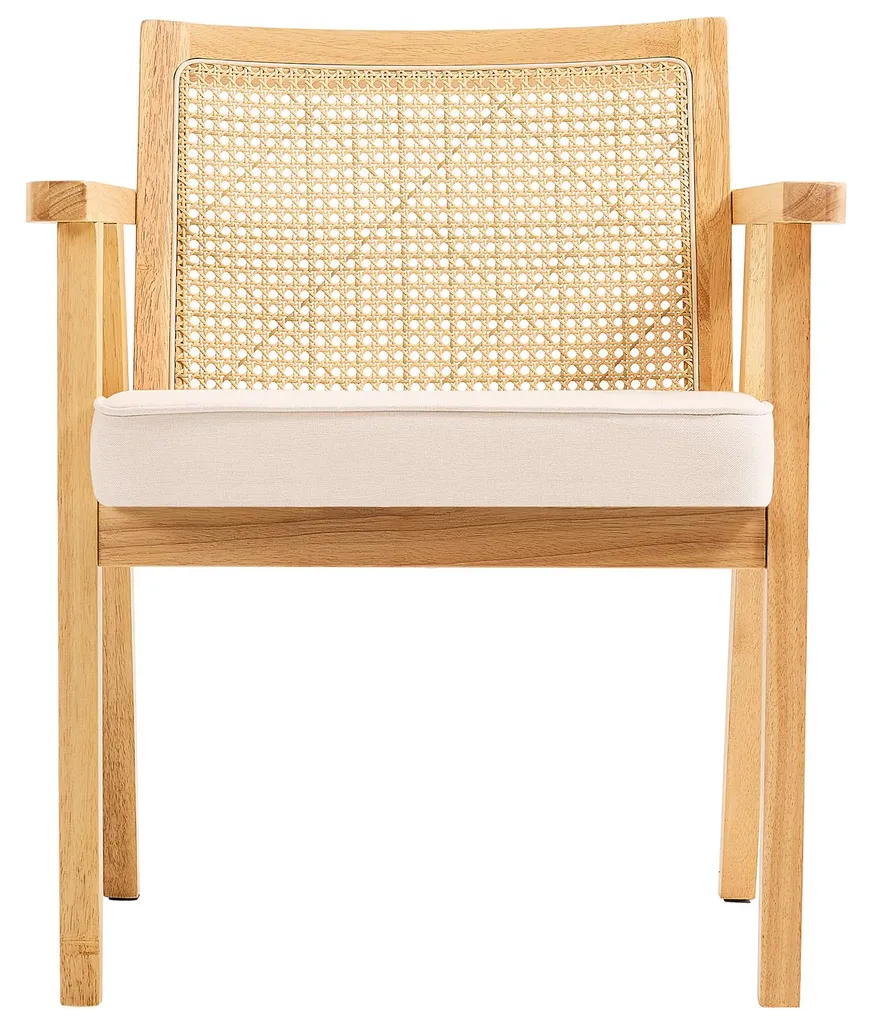 SucceBuy Chaise de Salle à Manger Mid Century en Rotin et Tissu Beige