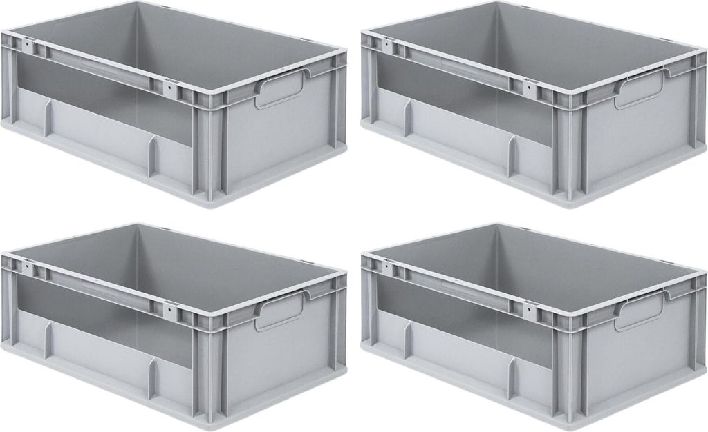 SuperSparSet 4x Eurobox NextGen Insight | HxBxT 22x40x60cm | 44 Liter | Seite offen | Eurobehälter, Transportbox, Transportbehälter, Stapelbehälter