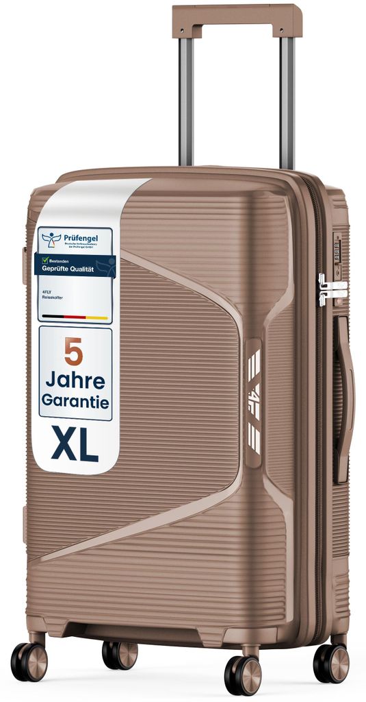 4FLY Hartschalen-Reisekoffer XL 75 cm (96L) - mit TSA-Schloss, Doppelrollen, Aluminium-Teleskopgriff und Doppelreißverschluss