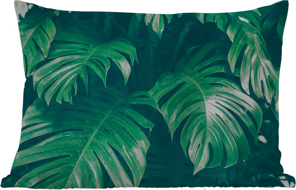 MuchoWow Outdoor Kissen - Monstera - Blätter - Pflanzen - Dschungel - Natur - 60x40 cm - Wetterfest - Lounge Kissen - Zierkissen - Kissen für I...