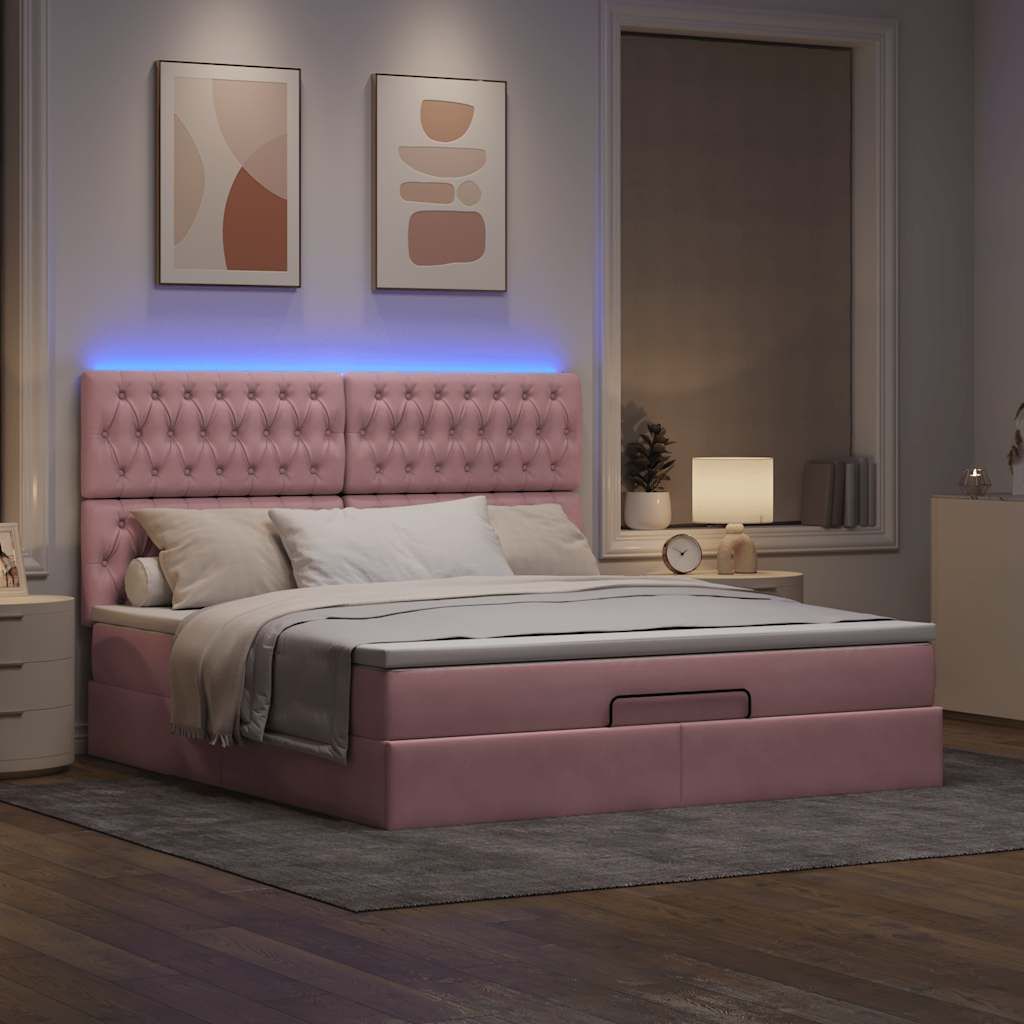 Maison Exclusive - Ottoman-Bett mit Matratzen & LEDs Rosa 180x200 cm Samt