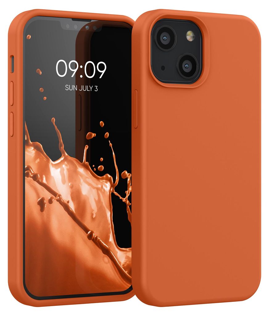 kwmobile Handyhülle für iPhone 13 mini Hülle, für iPhone 13 mini Case - Hülle Silikon - kabelloses Laden - Warme Aprikose