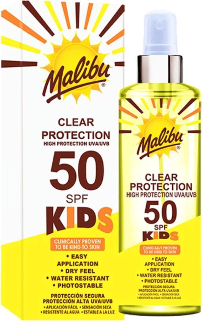 Malibu Clear Protection Bezbarwny Spray Dla Dzieci SPF50 Zdjęcie produktu 