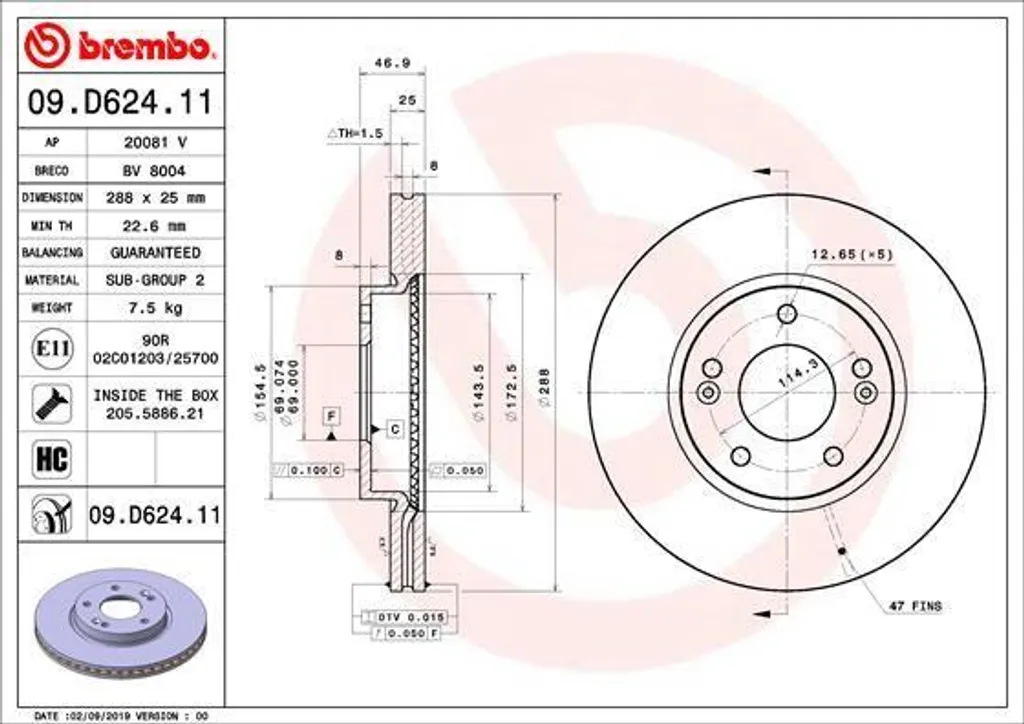 Disque de frein anti-vibration pour Kia Ceed et Hyundai i30 - Brembo