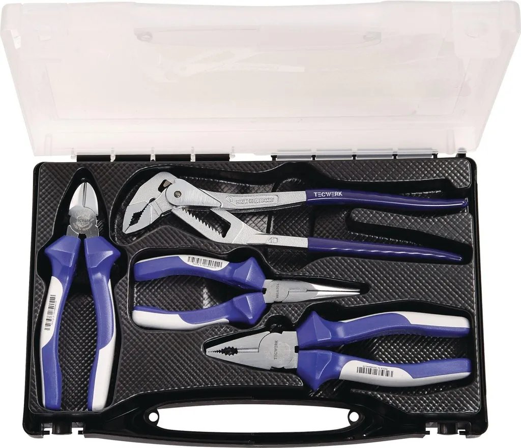 Assortiment de pinces universelles chromées en étui de transport rigide