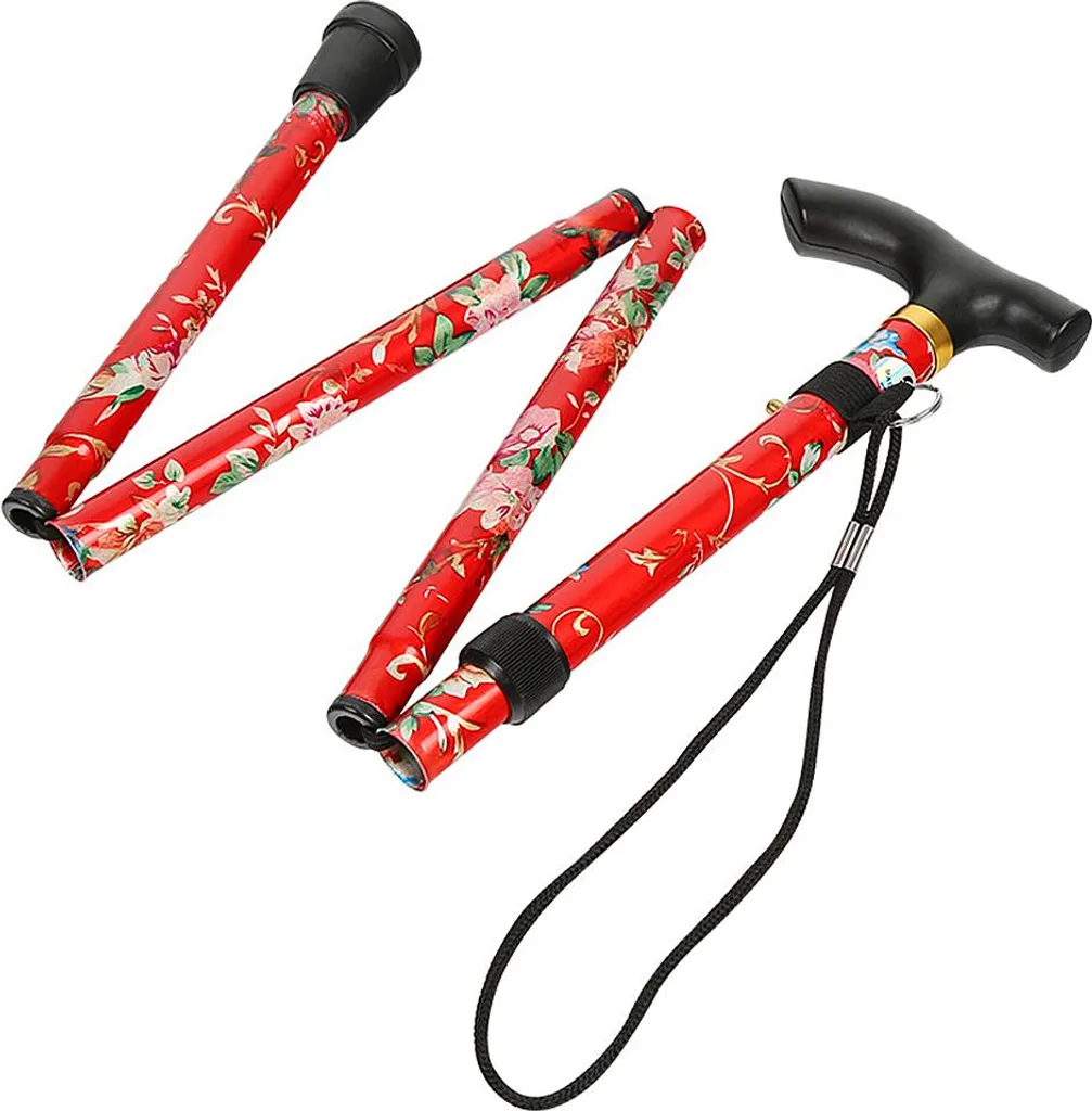 Bastone Trekking 5 Sezioni Alluminio Rosso Pieghevole Leggero Offerta