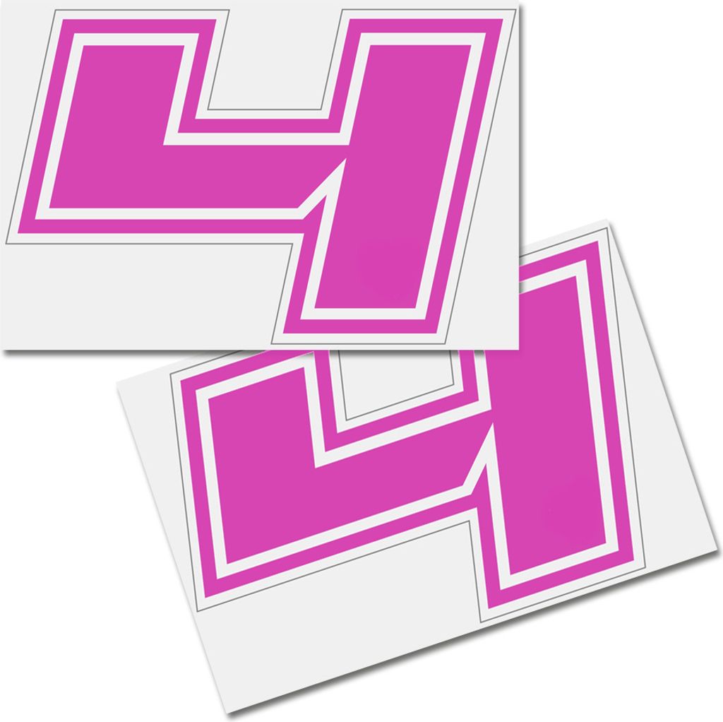 Startnummer Aufkleber 2er Set, Schrift Brünn, # 4, pink Produktbild 